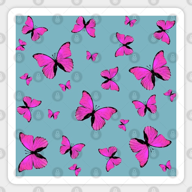 Pink butterflies print Magnet by rlnielsen4